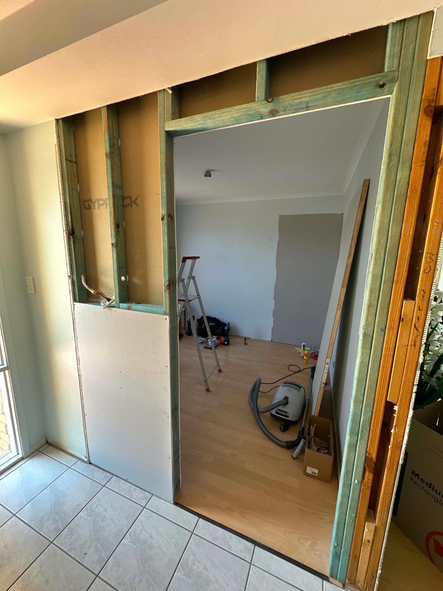Internal wall opening framed in timber studs